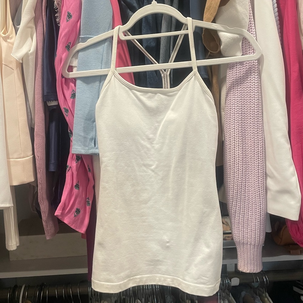 White Lululemon Power Y Tank